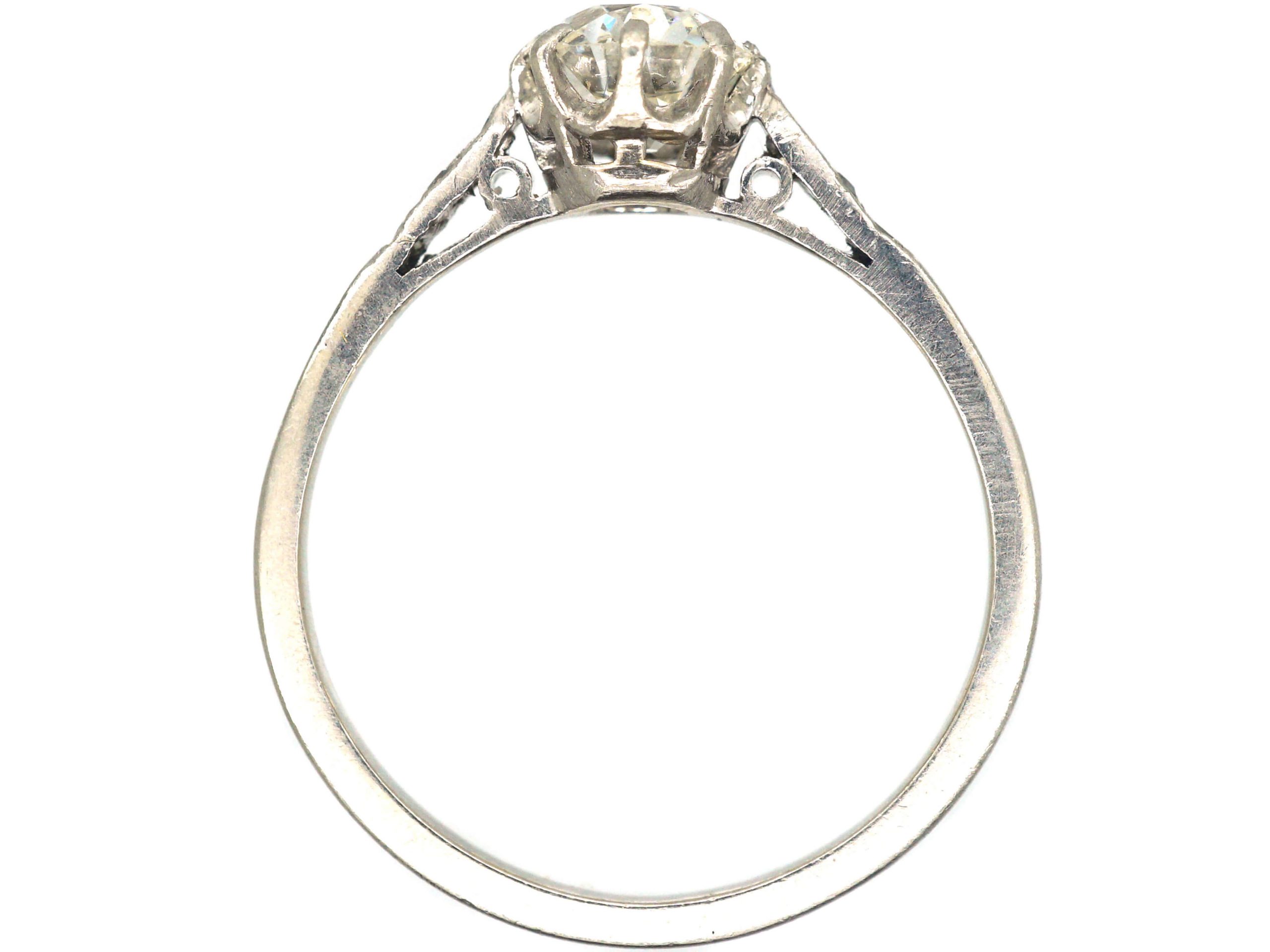 Art Deco Diamond Solitaire Ring with Diamond Set Shoulders (663R) | The ...