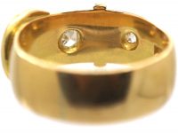 Edwardian 18ct Gold Buckle Ring Set With Diamonds