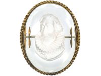 Victorian Gilt & Glass Intaglio Brooch of Shakespeare
