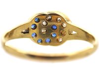 Edwardian 18ct Gold, Interlocking Circles Ring set with Sapphires & Diamonds