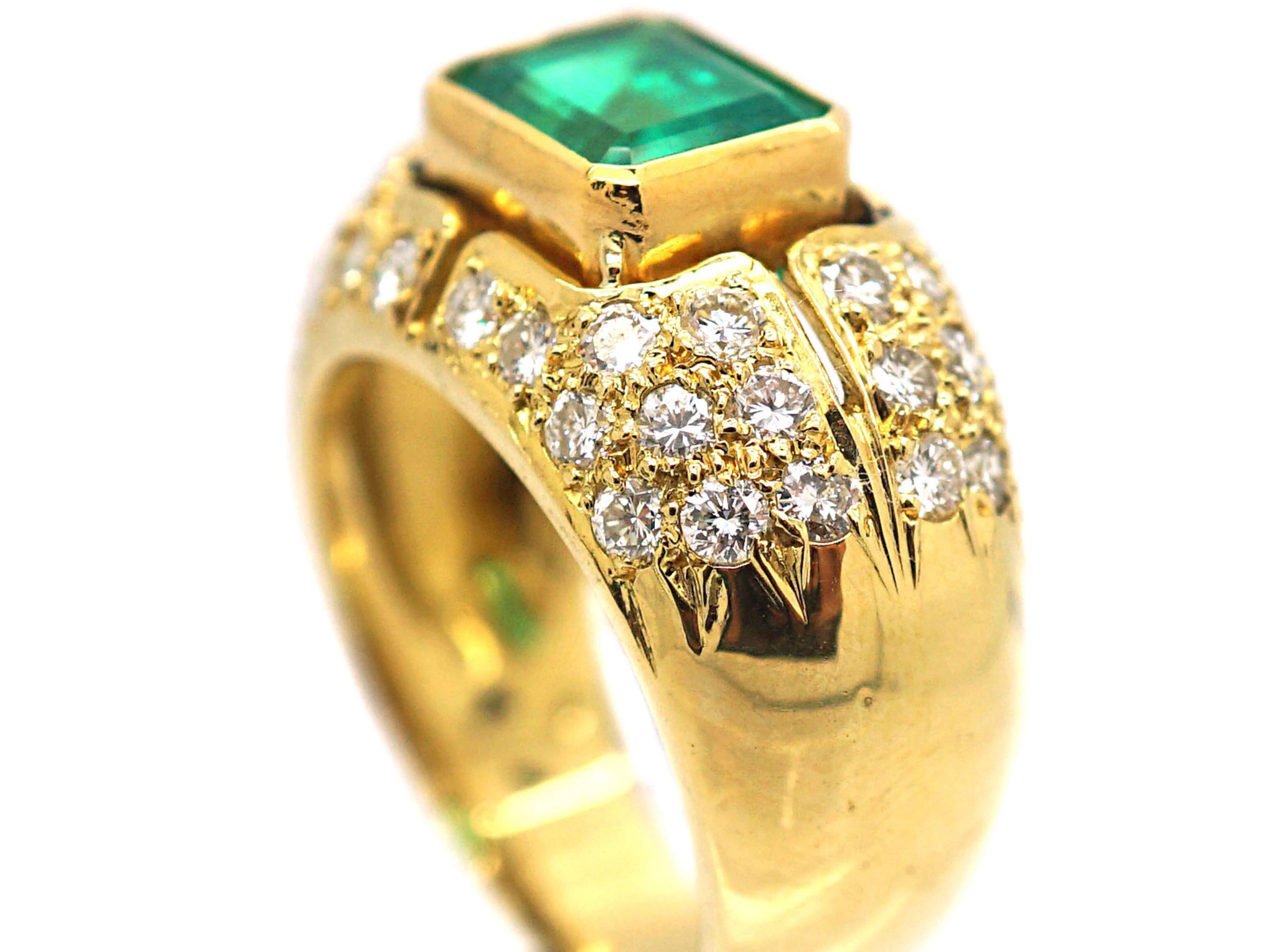 18ct Gold Emerald & Diamond Trombino Ring (514R) | The Antique ...