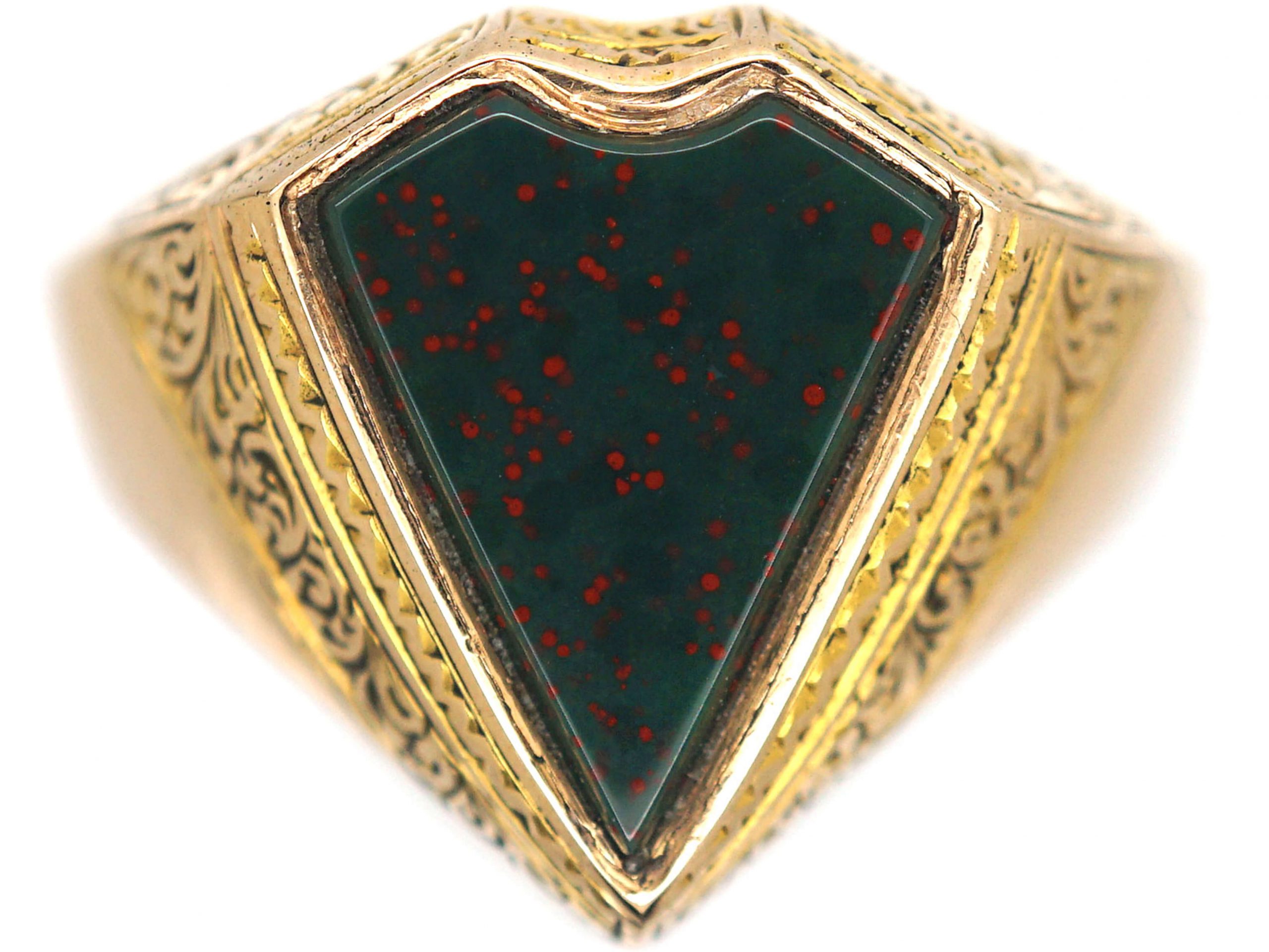 Victorian 15ct Gold Signet Ring with Kite Shaped Bloodstone
