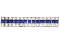 Art Deco Platinum, Sapphire and Diamond Triple Line Cocktail Bracelet