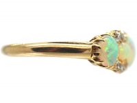 Edwardian 18ct Gold, Five Stone Opal & Diamond Ring