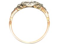 Georgian 18ct Gold & Silver, Diamond Cluster Ring with rose Diamond set Shoulders
