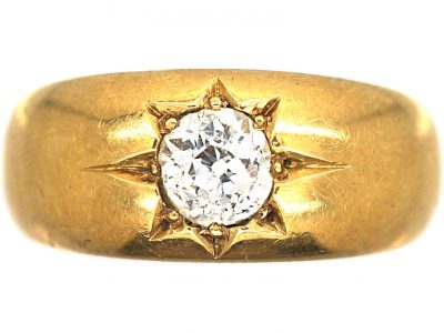 Victorian 18ct Gold & Diamond Solitaire Gypsy Ring