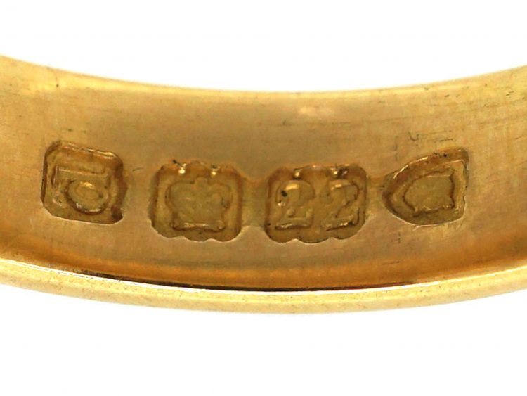 Edwardian 22ct Gold Wedding Band with Hearts & Star Motif