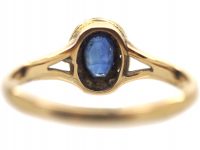 Edwardian 9ct Gold, Sapphire & Diamond Oval Cluster Ring
