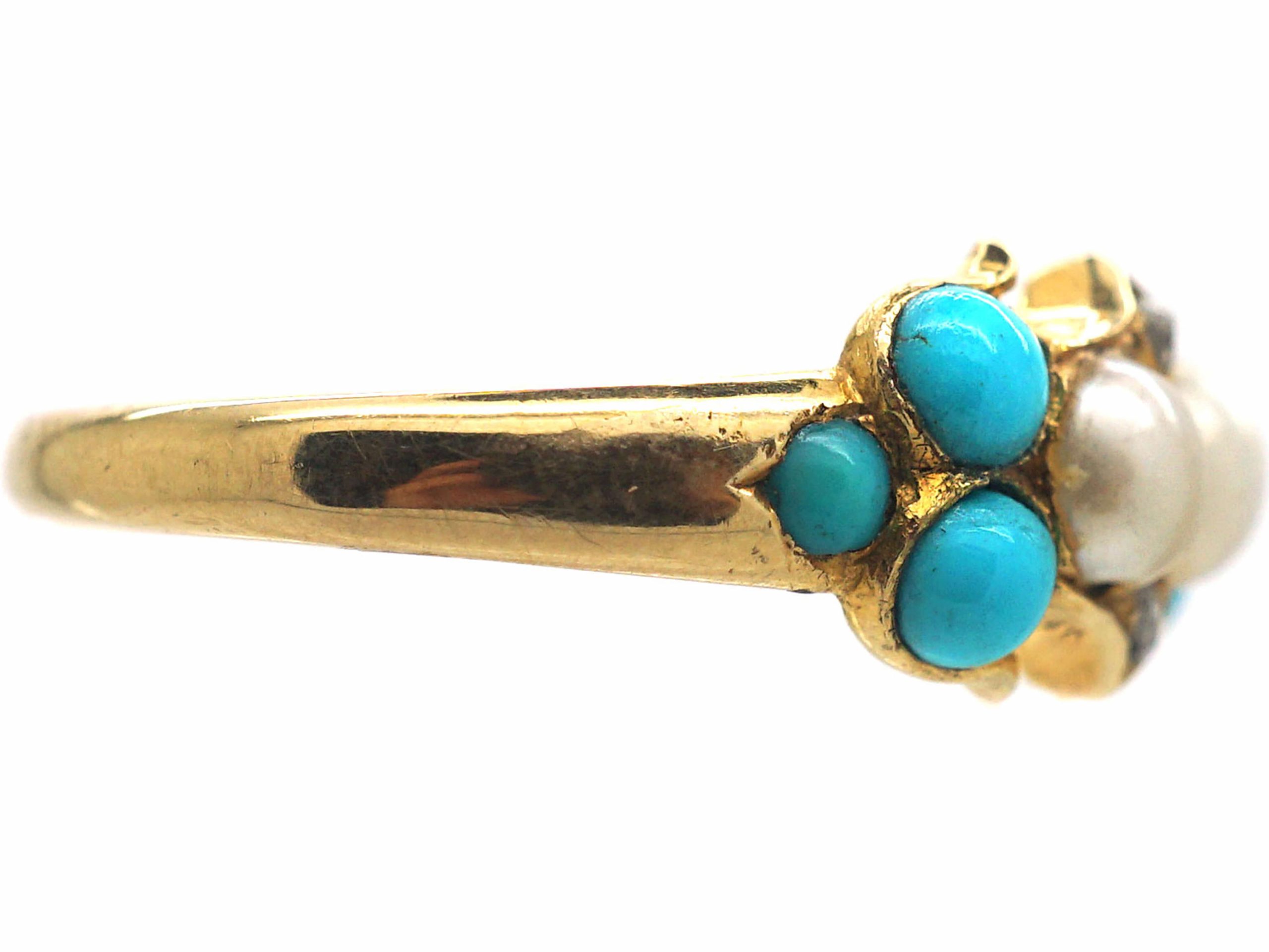 547 Turquoise Split Pearl Ring main image 1