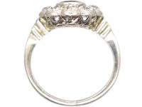Art Deco 18ct White Gold, Burma Ruby & Diamond Oval Cluster Ring
