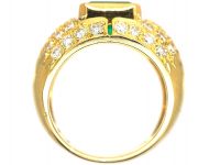 18ct Gold Emerald & Diamond Trombino Ring