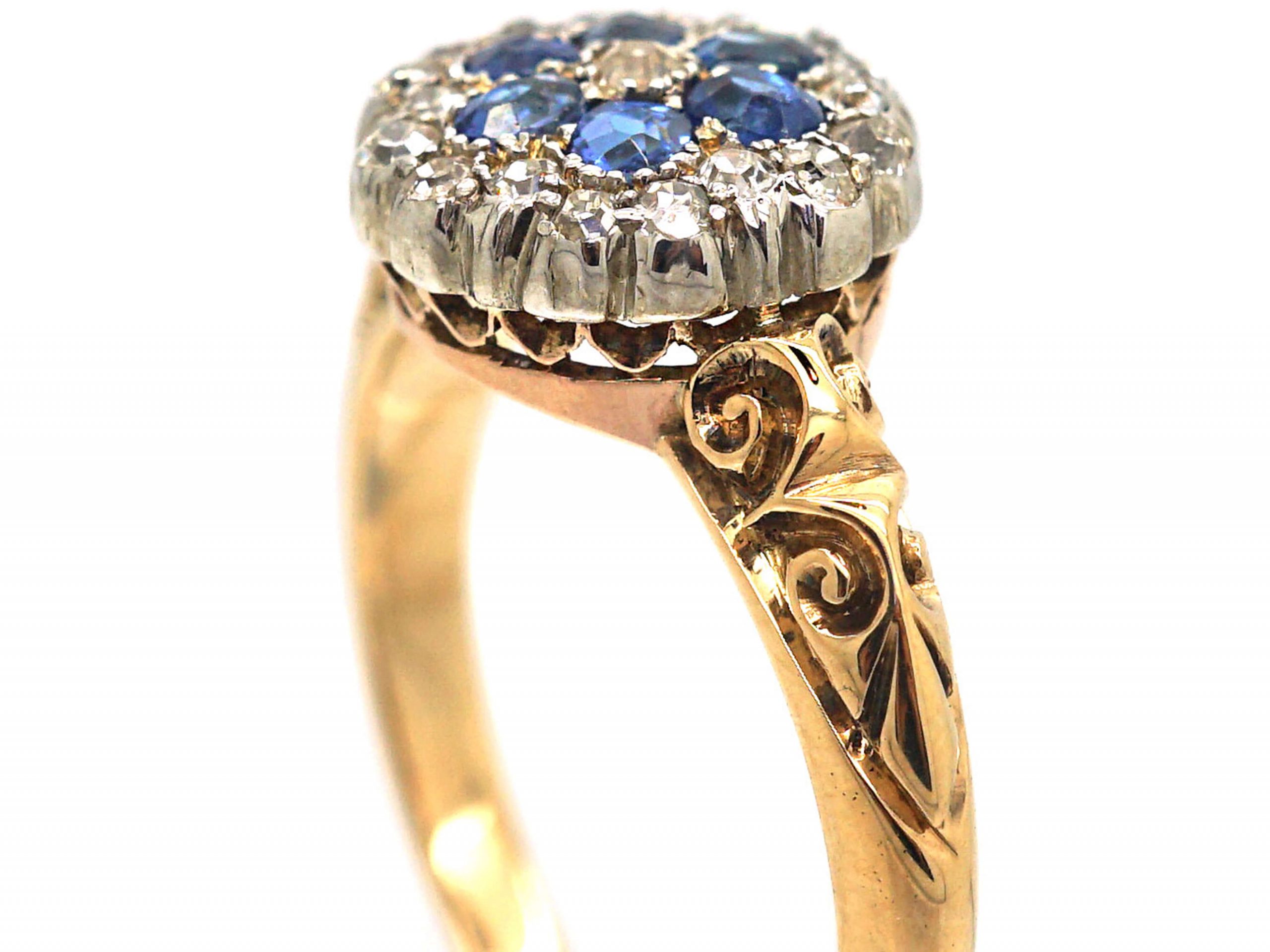 Edwardian 18ct Gold, Sapphire & Diamond Cluster Ring (650R) | The ...