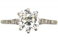 Art Deco Diamond Solitaire Ring with Diamond Set Shoulders