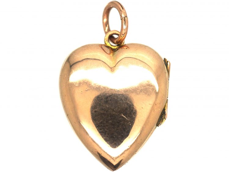 Edwardian 9ct Gold Back & Front Heart Shaped Locket set with Paste