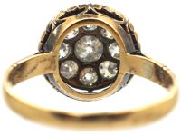 Art Deco French 18ct Gold & Platinum, Diamond Cluster Ring with Pie Crust Border