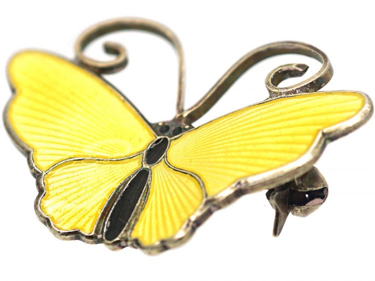 Silver & Yellow Enamel Butterfly by David Andersen