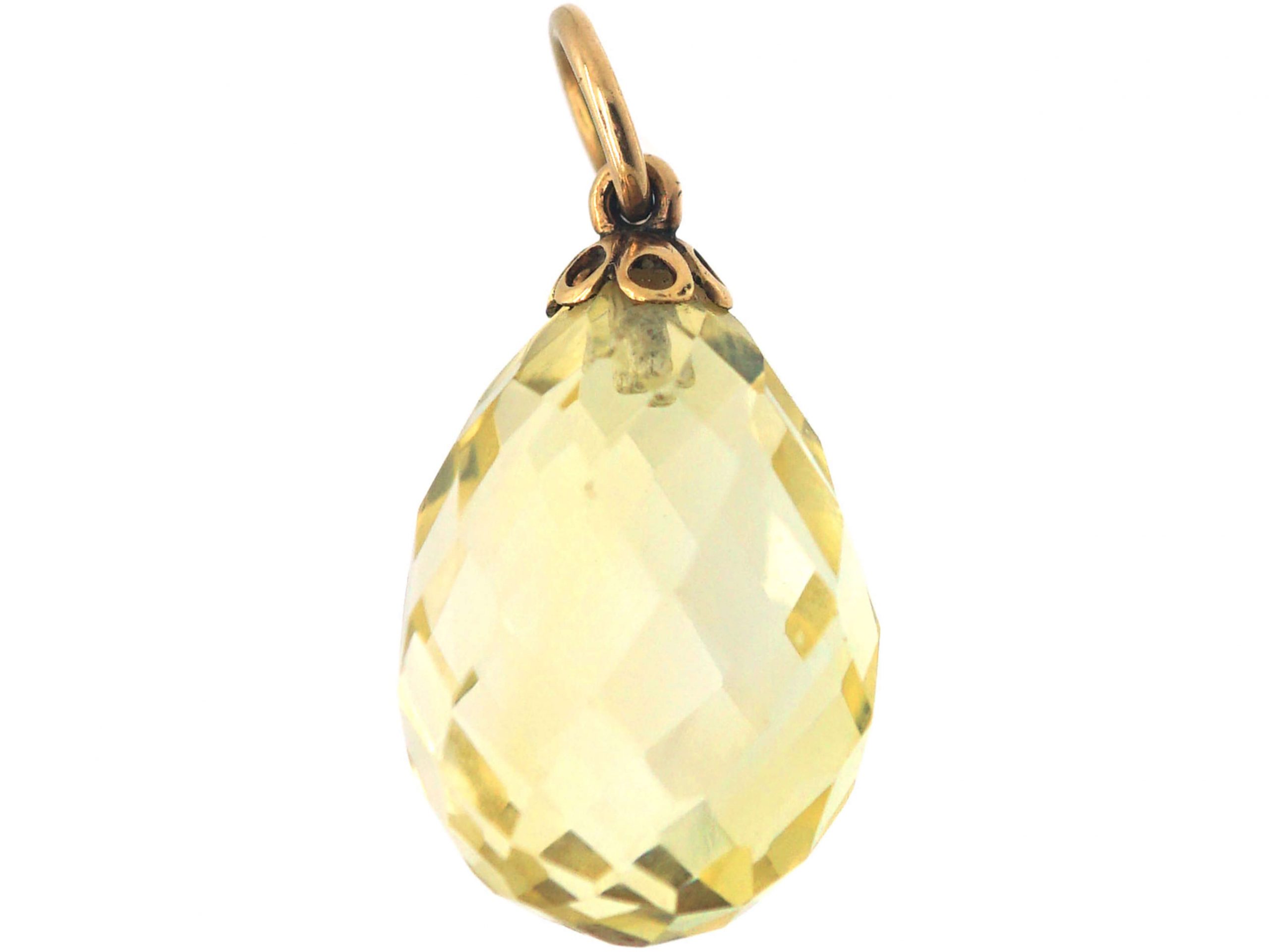 Edwardian Briolette Cut Citrine Pendant (438R) | The Antique Jewellery ...