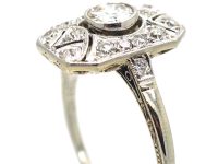 Art Deco 18ct White Gold Rectangular Shaped Ring set with Diamonds