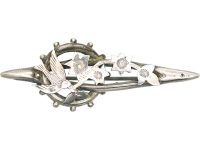 Victorian Silver Swallow & Ivy Leaf Brooch