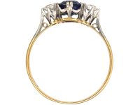 Art Deco 18ct Gold, Sapphire & Diamond Three Stone Ring