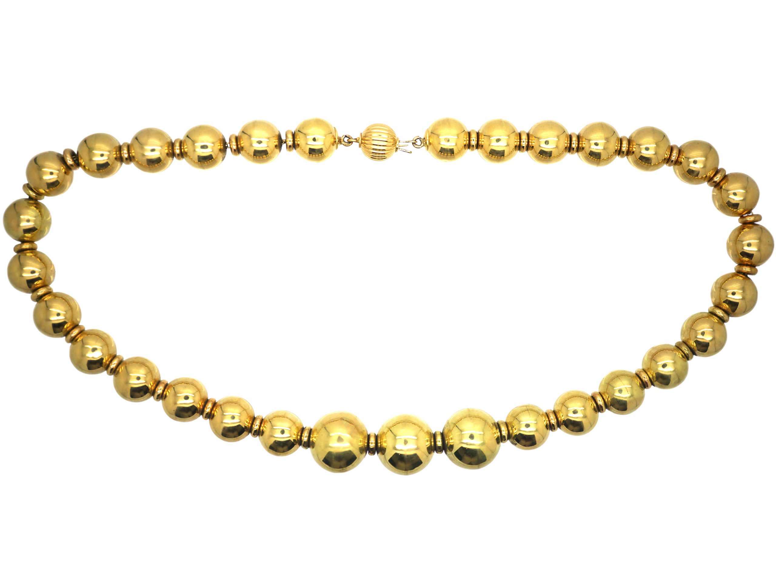 18ct Gold Bead Necklace (653R) | The Antique Jewellery Company