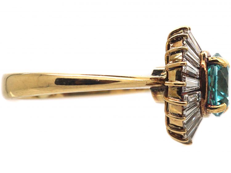 18ct Gold, Zircon & Tapered Baguette Diamond Ballerina Ring