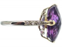 Art Deco Platinum, Rose Cut Amethyst & Diamond Ring