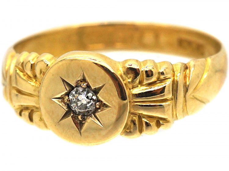 Edwardian 18ct Gold & Diamond Gypsy Ring