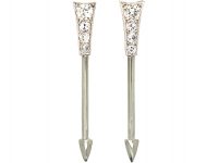 Art Deco 18ct White Gold & Platinum, Diamond Arrow Earrings