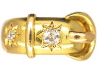 Edwardian 18ct Gold Buckle Ring Set With Diamonds