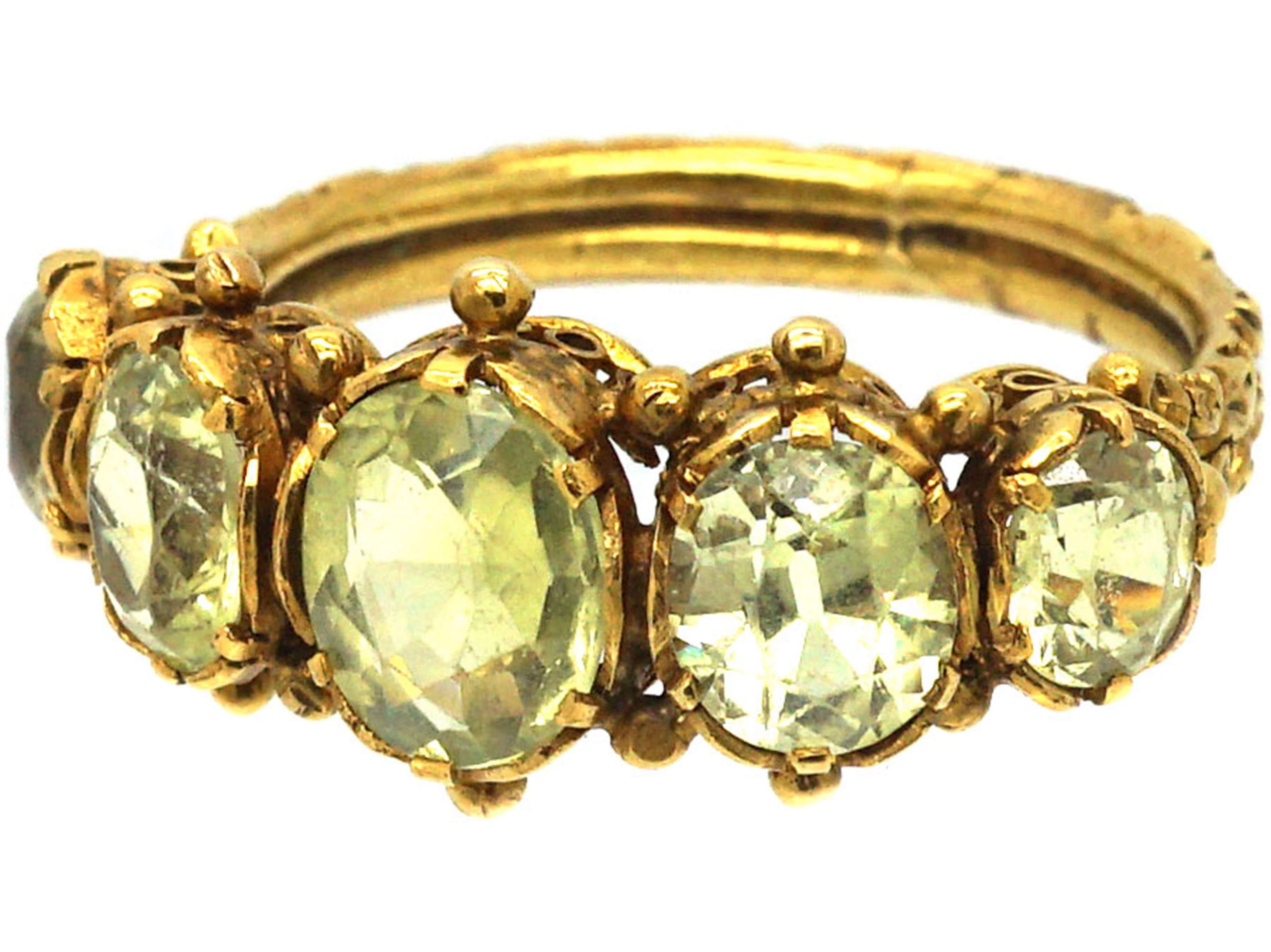 Regency Style Rings Regency 18ct Gold Ring set with Five Chrysolites (854R) | The Antique ...