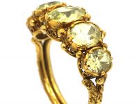 Regency 18ct Gold Ring set with Five Chrysolites