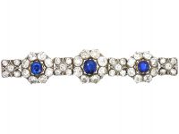 Victorian Sapphire & Diamond Bracelet Composed of Nine Flower Clusters