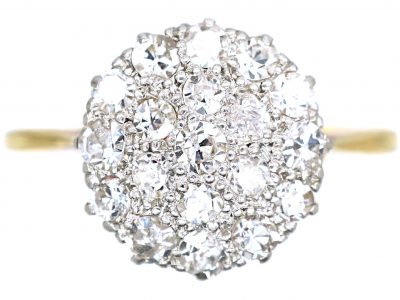 Edwardian 18ct Gold & Platinum, Pave Set  Diamond Cluster Ring