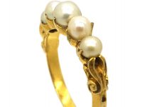 Victorian 18ct Gold, Graduated Five Natural Pearl Ring