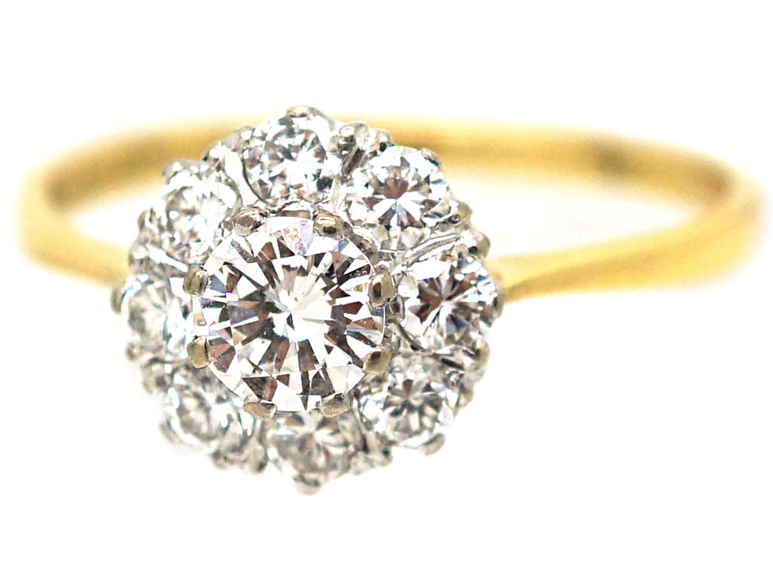 18ct Gold, Brilliant Cut Diamond Cluster Ring (892R) | The Antique ...