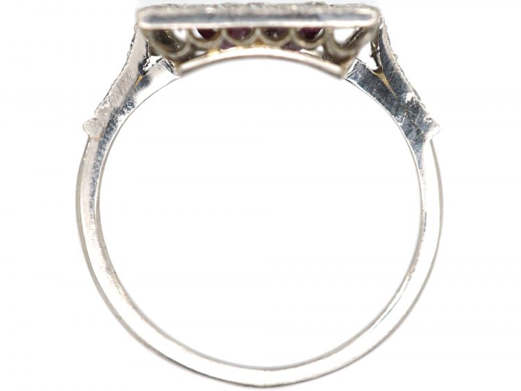 Art Deco Platinum, Diamond & Ruby Rectangular Shaped Ace of Hearts Ring
