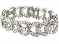Art Deco Platinum & Diamond Geometric Bracelet
