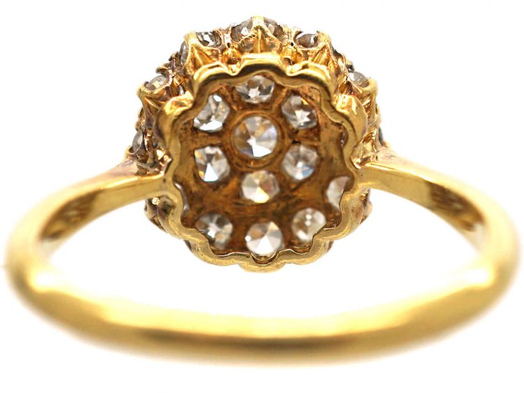 Edwardian 18ct Gold & Platinum, Pave Set  Diamond Cluster Ring