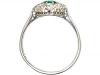 Platinum, Emerald & Diamond Cluster Ring