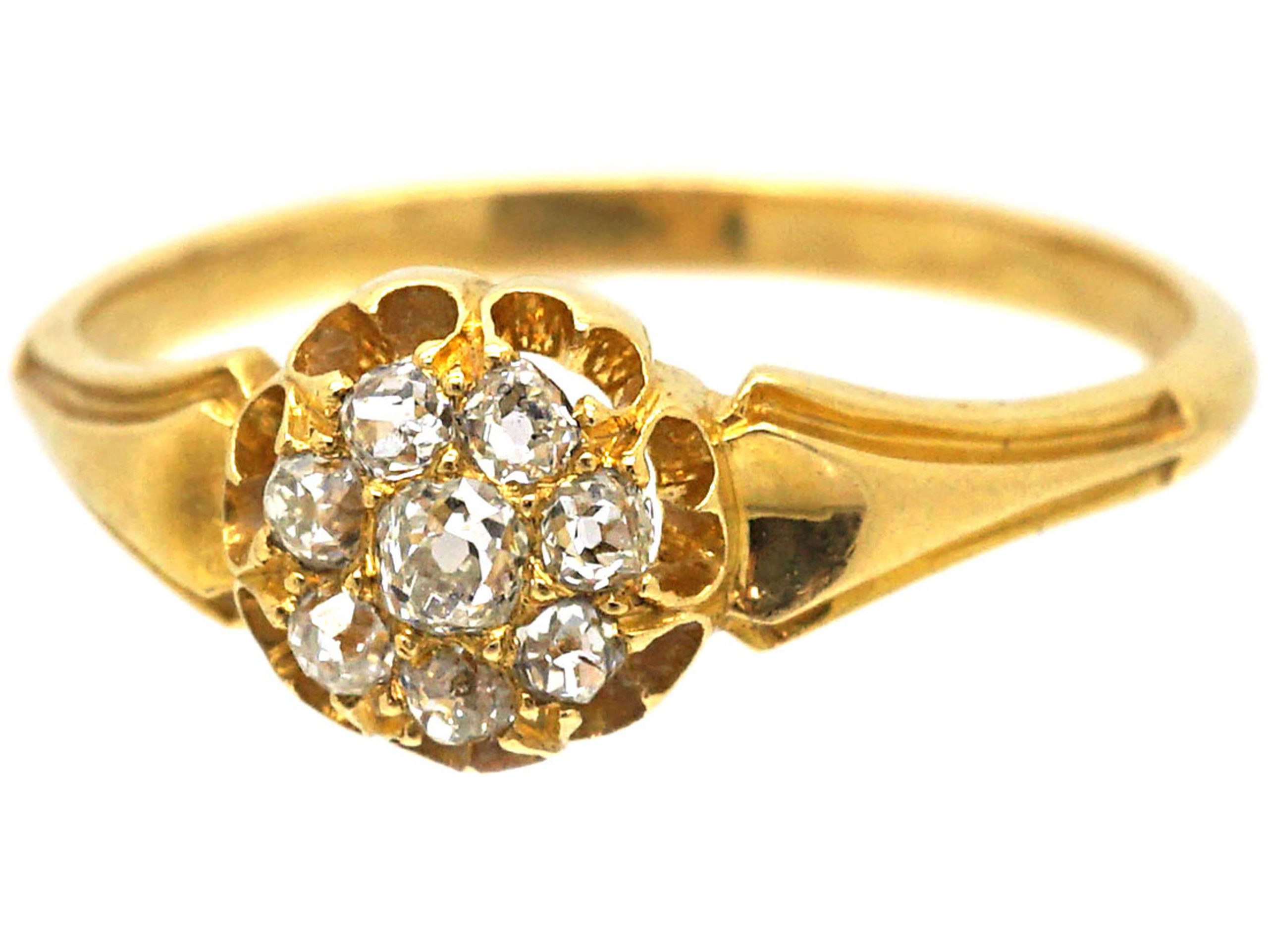 Edwardian 18ct Gold, Diamond Daisy Cluster Ring (817R) | The Antique ...