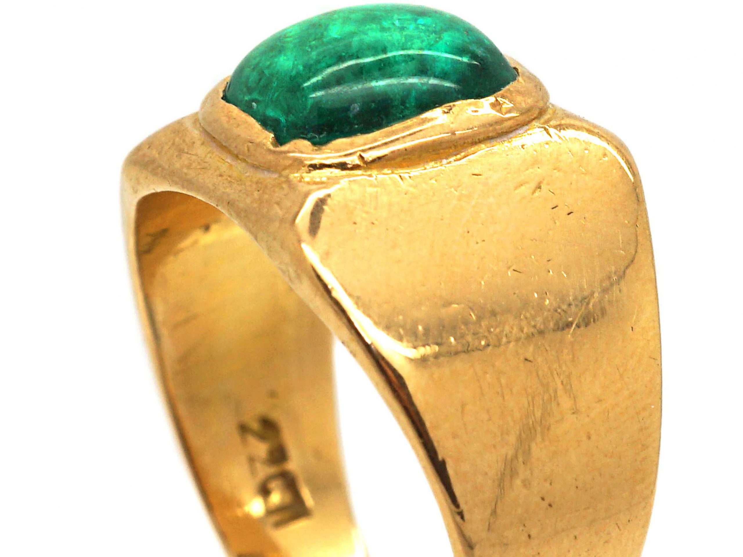 22ct Gold & Cabochon Emerald Ring (830R) | The Antique Jewellery Company