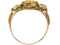 Georgian 18ct Gold, Ruby & Rose Diamond Heart Ring