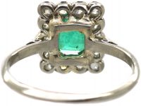 Art Deco Platinum, Emerald & Diamond Rectangular Cluster Ring