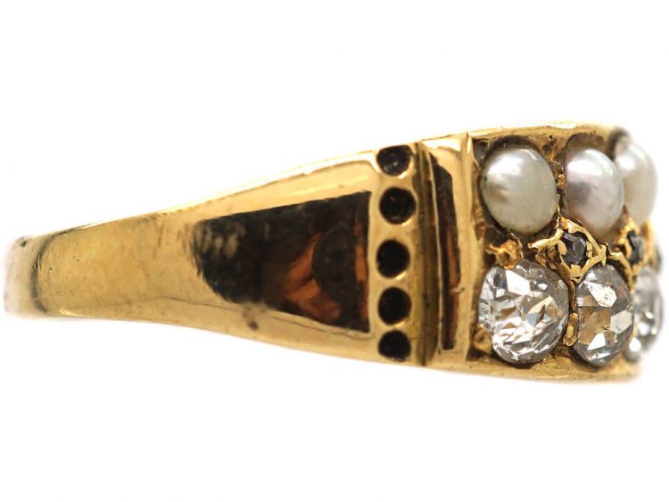 Victorian 18ct Gold Pearl & Diamond Ring