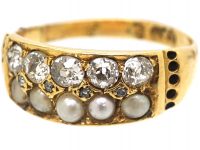 Victorian 18ct Gold Pearl & Diamond Ring