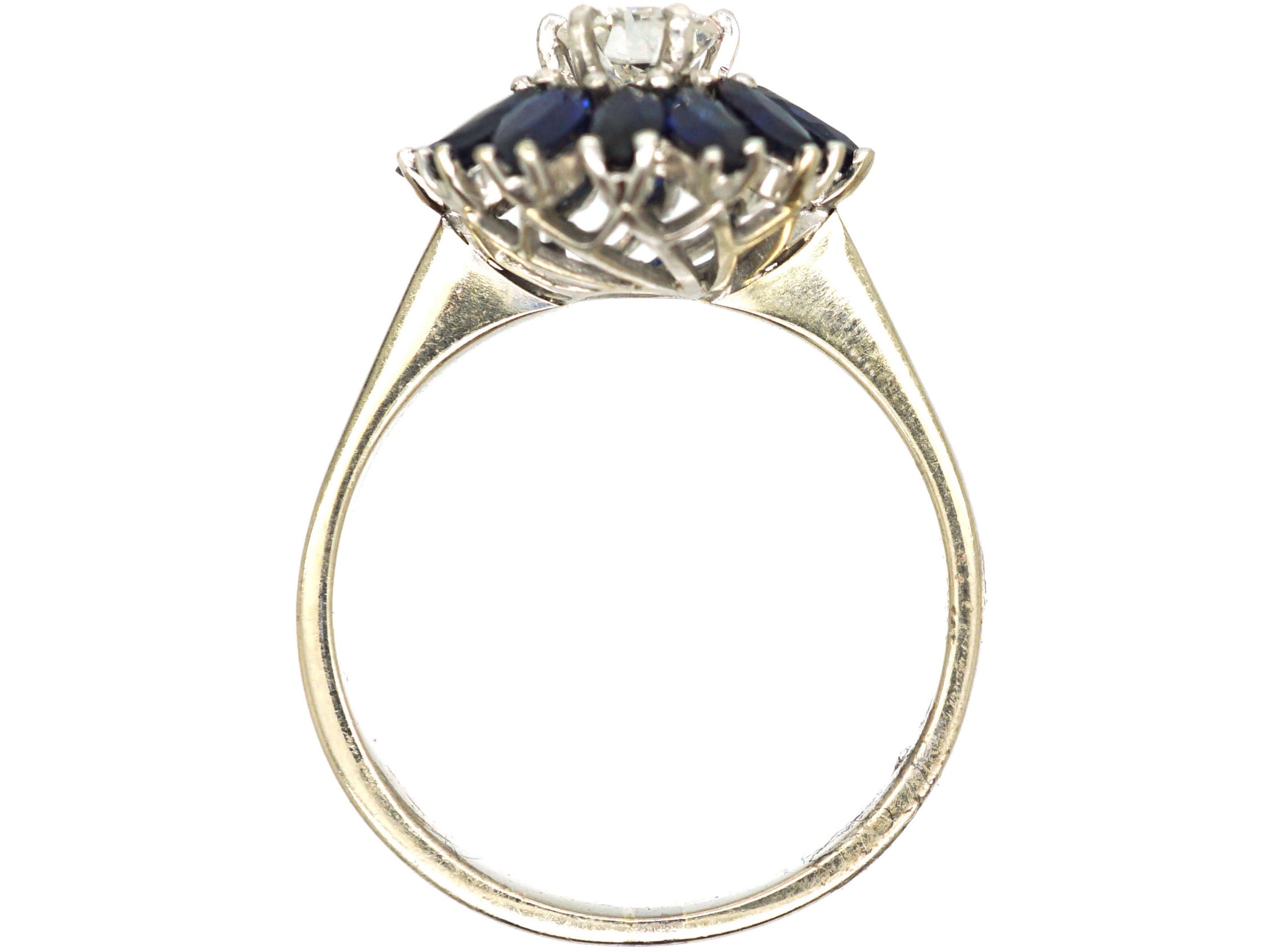 Mid Century 18ct White Gold Sapphire & Diamond Ballerina Ring (594R ...