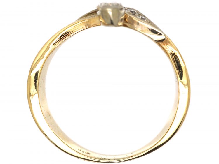 18ct Gold Stylised Snake Ring set with a Marquise Diamond