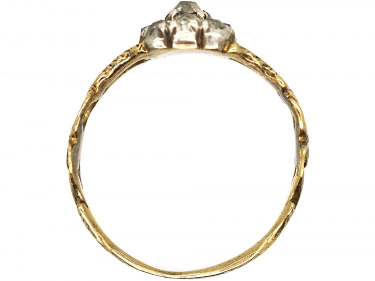 Georgian 15ct Gold & Old Mine Cut Diamond Cluster Ring