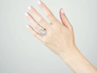 Art Deco Diamond & Large Harlequin Opal Oval Shaped Ring